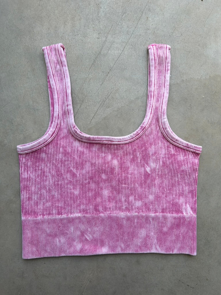 Washed Ribbed Square Neck Tank