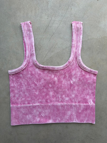 Washed Ribbed Square Neck Tank