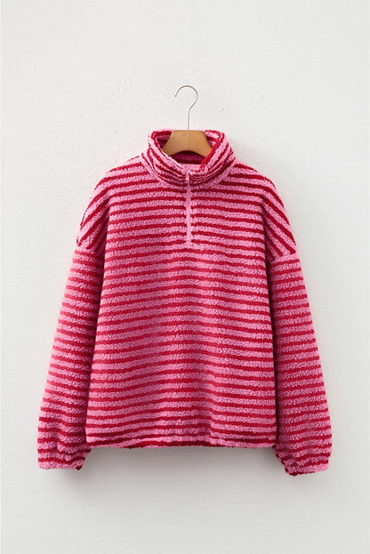 Pink Stripe Quarter Zip