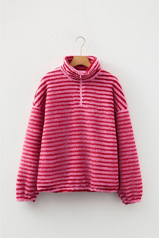 Pink Stripe Quarter Zip