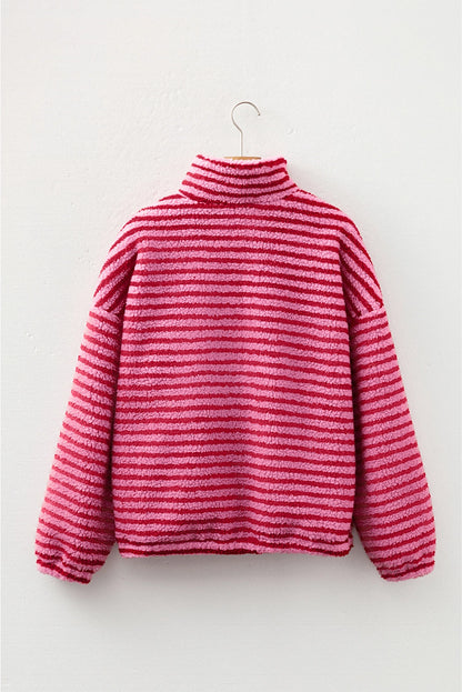 Pink Stripe Quarter Zip